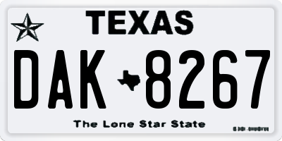 TX license plate DAK8267