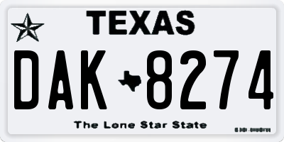 TX license plate DAK8274