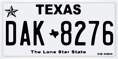 TX license plate DAK8276