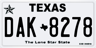 TX license plate DAK8278