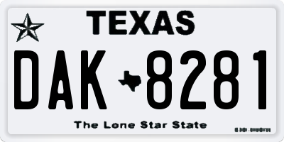 TX license plate DAK8281