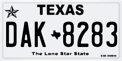 TX license plate DAK8283