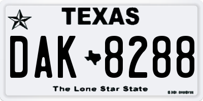 TX license plate DAK8288