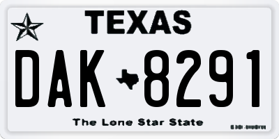 TX license plate DAK8291