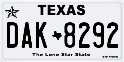 TX license plate DAK8292