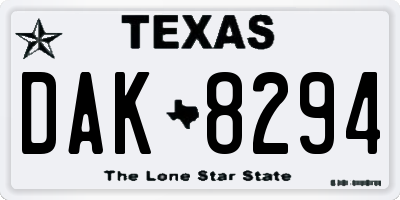 TX license plate DAK8294