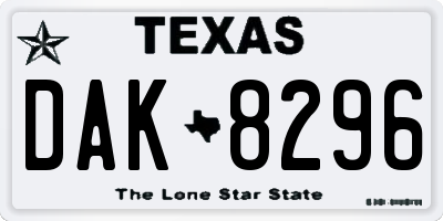 TX license plate DAK8296