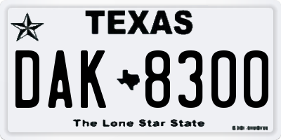 TX license plate DAK8300
