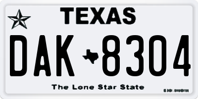 TX license plate DAK8304