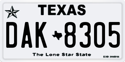TX license plate DAK8305