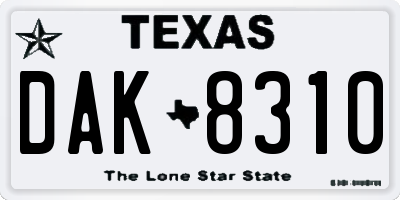 TX license plate DAK8310