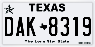 TX license plate DAK8319