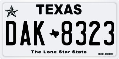 TX license plate DAK8323