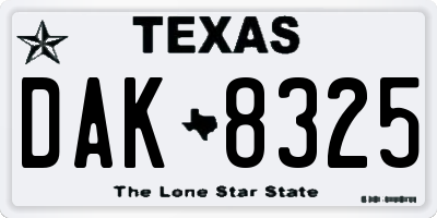 TX license plate DAK8325