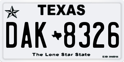 TX license plate DAK8326