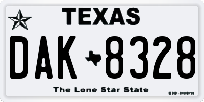 TX license plate DAK8328