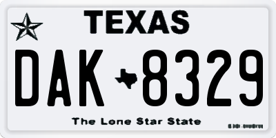 TX license plate DAK8329