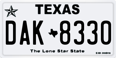 TX license plate DAK8330
