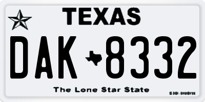 TX license plate DAK8332