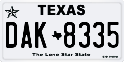 TX license plate DAK8335