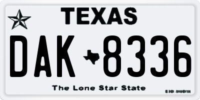TX license plate DAK8336
