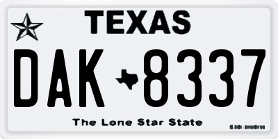 TX license plate DAK8337