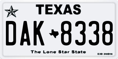 TX license plate DAK8338