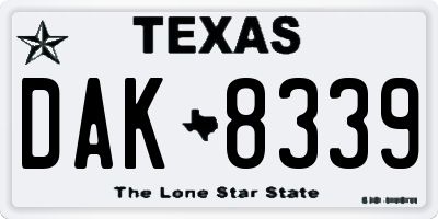 TX license plate DAK8339