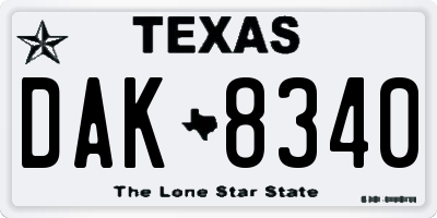 TX license plate DAK8340