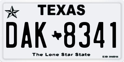 TX license plate DAK8341