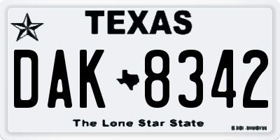 TX license plate DAK8342