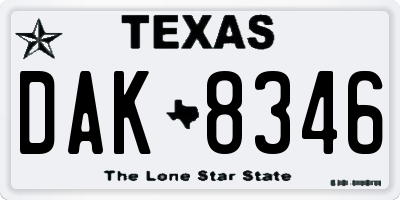 TX license plate DAK8346