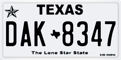 TX license plate DAK8347