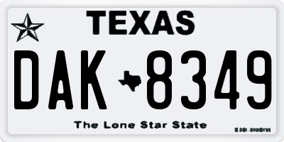 TX license plate DAK8349
