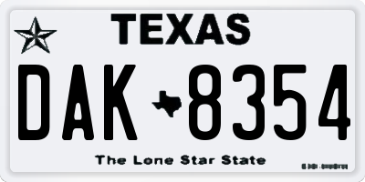 TX license plate DAK8354