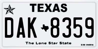 TX license plate DAK8359