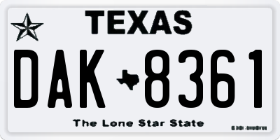 TX license plate DAK8361