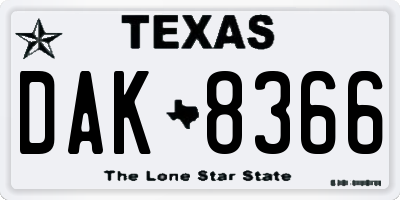 TX license plate DAK8366
