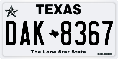 TX license plate DAK8367