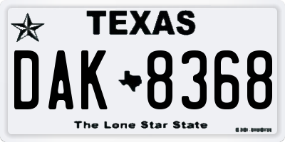 TX license plate DAK8368