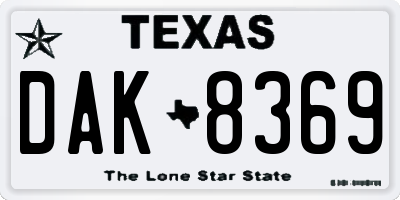 TX license plate DAK8369