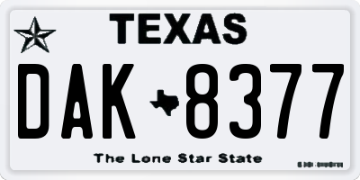 TX license plate DAK8377