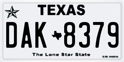 TX license plate DAK8379