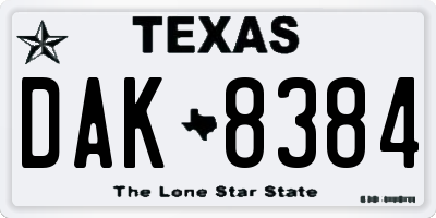 TX license plate DAK8384