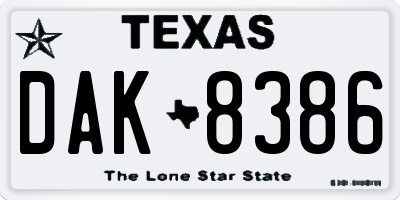 TX license plate DAK8386