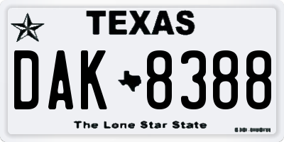 TX license plate DAK8388