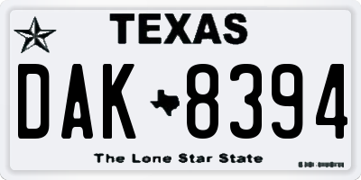 TX license plate DAK8394