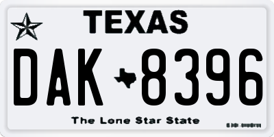 TX license plate DAK8396
