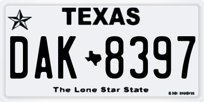 TX license plate DAK8397