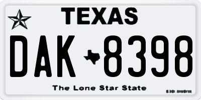 TX license plate DAK8398